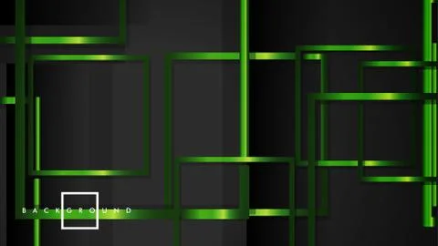 Vector Modern Abstract Squares Backgrounds . with a black and green metal col Stock Illustration
