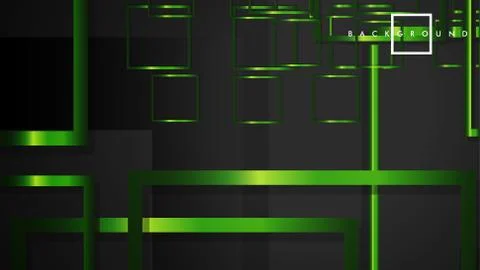 Vector Modern Abstract Squares Backgrounds . with a black and green metal col Stock Illustration