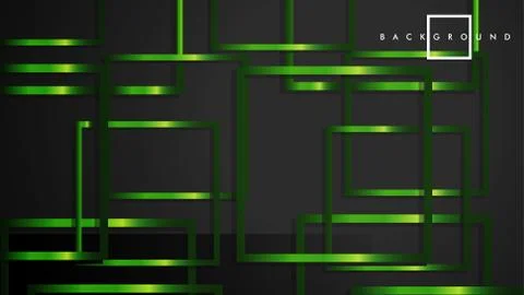Vector Modern Abstract Squares Backgrounds . with a black and green metal col Stock Illustration