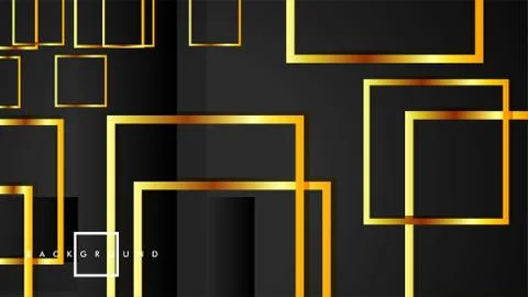 Vector Modern Abstract Squares Backgrounds . with a black and gold color grad Stock Illustration