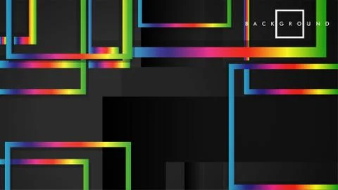 Vector Modern Abstract Squares Backgrounds . with a black and rainbow color g Stock Illustration