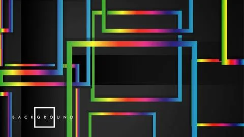 Vector Modern Abstract Squares Backgrounds . with a black and rainbow color g Stock Illustration