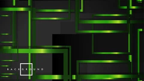 Vector Modern Abstract Squares Backgrounds . with a black and green metal col Stock Illustration