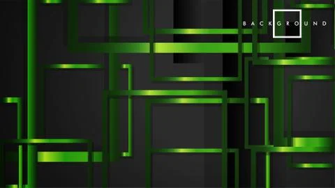 Vector Modern Abstract Squares Backgrounds . with a black and green metal col Stock Illustration