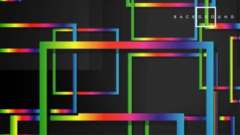 Vector Modern Abstract Squares Backgrounds . with a black and rainbow color g Stock Illustration