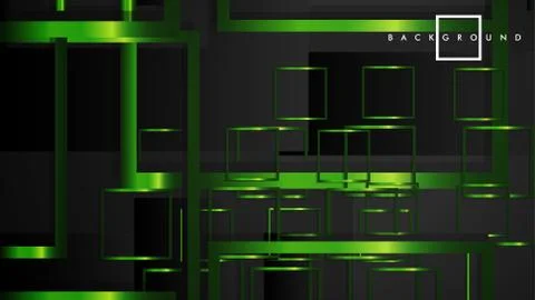 Vector Modern Abstract Squares Backgrounds . with a black and green metal col Illustrazione stock
