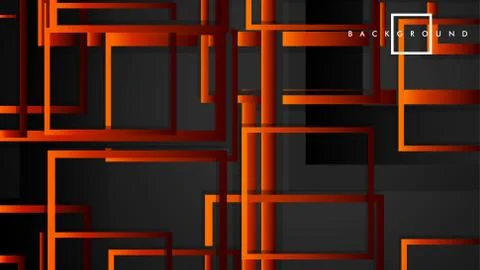 Vector Modern Abstract Squares Backgrounds . with a black red orange gradient Illustrazione stock