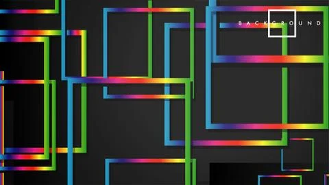 Vector Modern Abstract Squares Backgrounds . with a black and rainbow color g Illustrazione stock