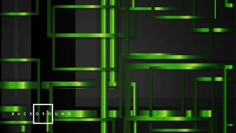 Vector Modern Abstract Squares Backgrounds . with a black and green metal col Stock Illustration