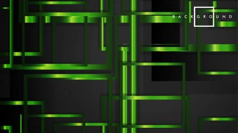 Vector Modern Abstract Squares Backgrounds . with a black and green metal col Stock Illustration