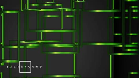 Vector Modern Abstract Squares Backgrounds . with a black and green metal col Stock Illustration