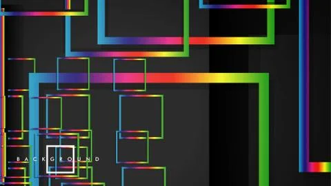 Vector Modern Abstract Squares Backgrounds . with a black and rainbow color g Stock Illustration