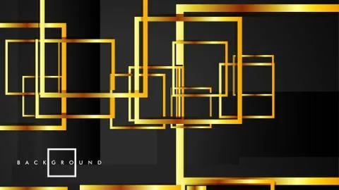 Vector Modern Abstract Squares Backgrounds . with a black and gold color grad Stock Illustration