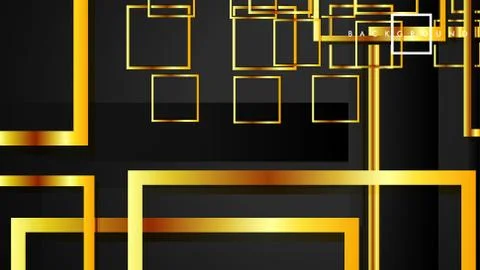 Vector Modern Abstract Squares Backgrounds . with a black and gold color grad Stock Illustration