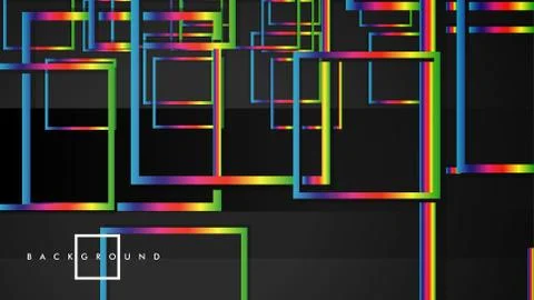 Vector Modern Abstract Squares Backgrounds . with a black and rainbow color g Illustrazione stock