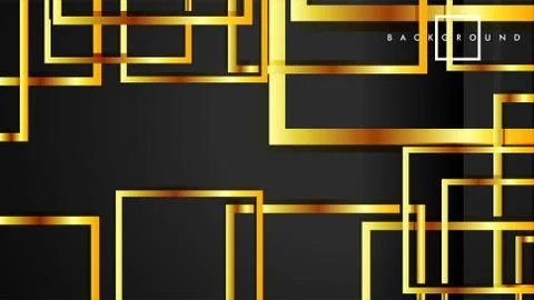 Vector Modern Abstract Squares Backgrounds . with a black and gold color grad Stock Illustration