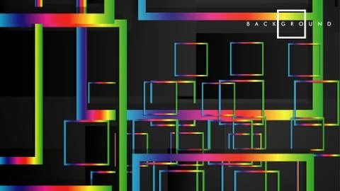 Vector Modern Abstract Squares Backgrounds . with a black and rainbow color g Stock Illustration