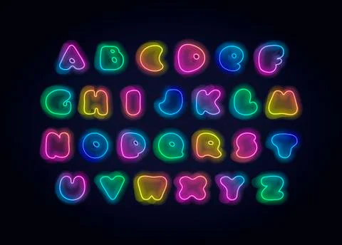 Vector modern acid neon fluid font. Alphabet. Stock Illustration