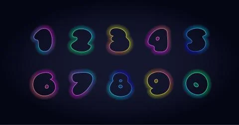 Vector modern acid neon fluid font. Numbers. Stock Illustration