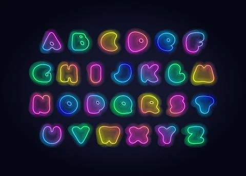 Vector modern acid neon fluid font. Alphabet. Stock Illustration