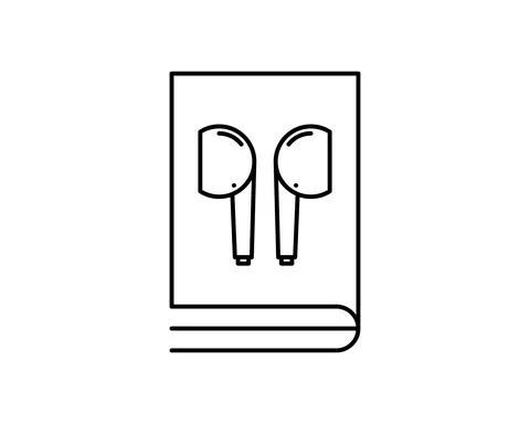 Vector modern audio books store logo. Line style book and headphones logotype Stock Illustration