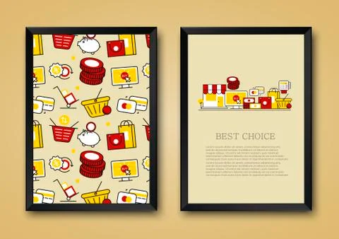 Vector modern background of flat e-commerce, shopping Stock Illustration