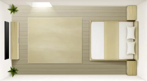 Vector modern bedroom interior top view Ilustração Stock