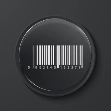 Vector modern black glass circle icon. Illustrazione stock