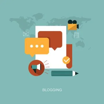 Vector modern blogging concept illustration Stock Illustration