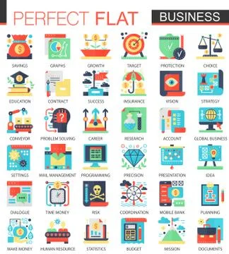 Vector Modern business vector complex flat icon concept symbols for web Stock Illustration