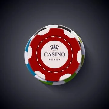 Vector modern casino chips on dark background Illustrazione stock