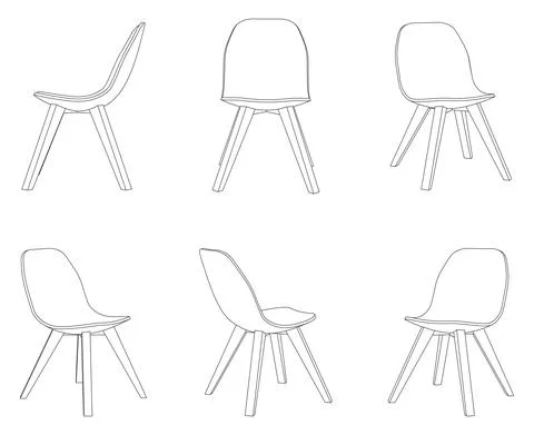 Vector modern chair with different views Stock Illustration