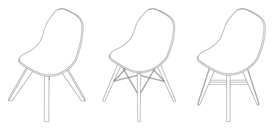 Vector modern chair with different views Stock Illustration