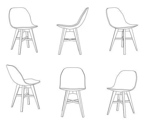 Vector modern chair with different views 스톡 일러스트