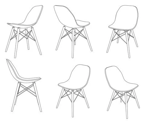 Vector modern chair with different views Stock Illustration