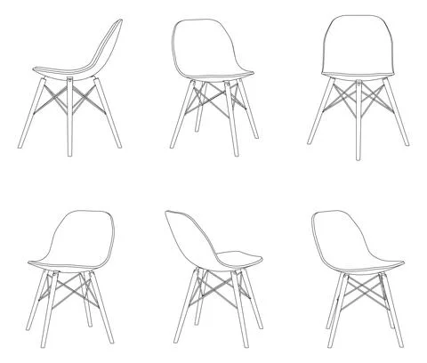 Vector modern chair with different views 스톡 일러스트