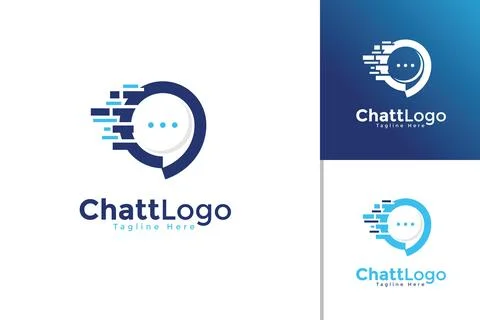 Vector modern chat bubble with fast symbol logo collection 스톡 일러스트