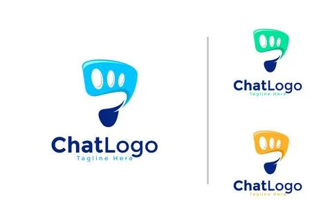 Vector modern chat bubble with feet symbol logo collection Stock Illustration