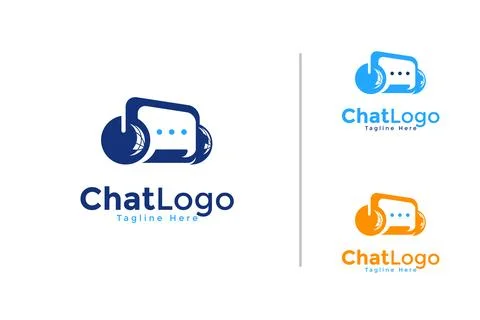 Vector modern chat bubble with headphone symbol logo collection Stock Illustration
