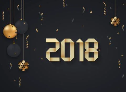Vector modern Christmas or 2018 Happy New Year winter holiday invitation card Stock Illustration