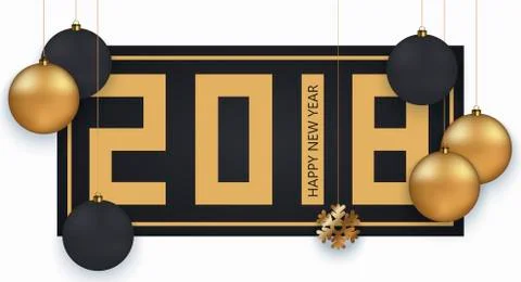 Vector modern Christmas or 2018 Happy New Year winter holiday invitation card Stock Illustration