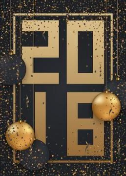 Vector modern Christmas or 2018 Happy New Year winter holiday invitation card Stock Illustration