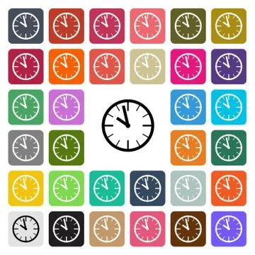 Vector modern Clock flat design icon set in button Illustrazione stock