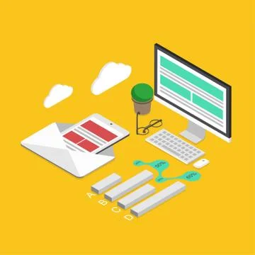 Vector modern concept 3d isometric analytics Stock Illustration