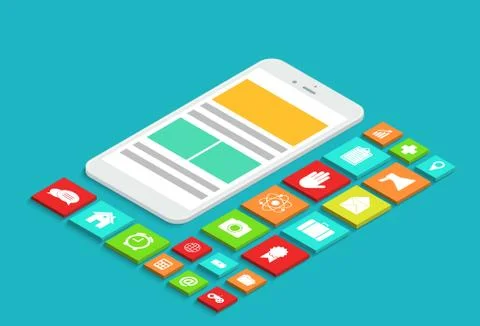 Vector modern concept 3d isometric smartphone Illustrazione stock