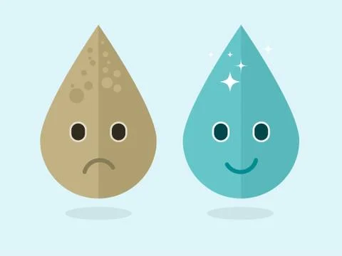 Vector modern concept illustration of dirty and clean water drops Stock Illustration