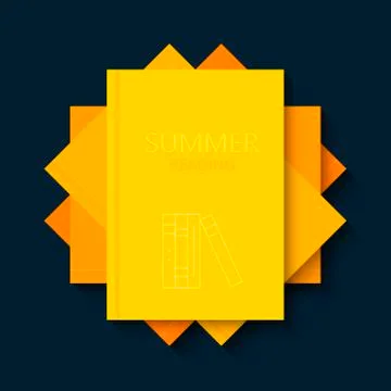 Vector modern concept sun and books. Summer reading creative background Stock Illustration