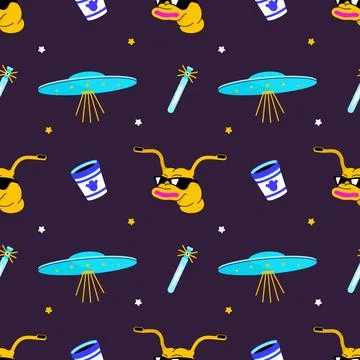 Vector modern cool pattern on the theme of space, aliens and extraterrestrial Stock Illustration