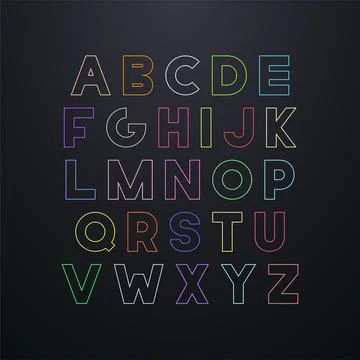 Vector modern creative font - colorful neon design. Trendy English alphabet 库存插图