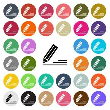 Vector modern Edit flat design icon set in button Stock Illustration